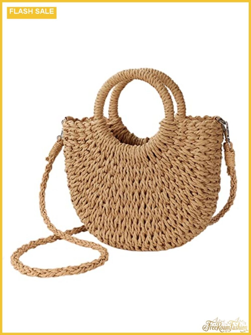 Woven Straw Beach Bag Crossbody Shoulder Handbag Summer Satchel